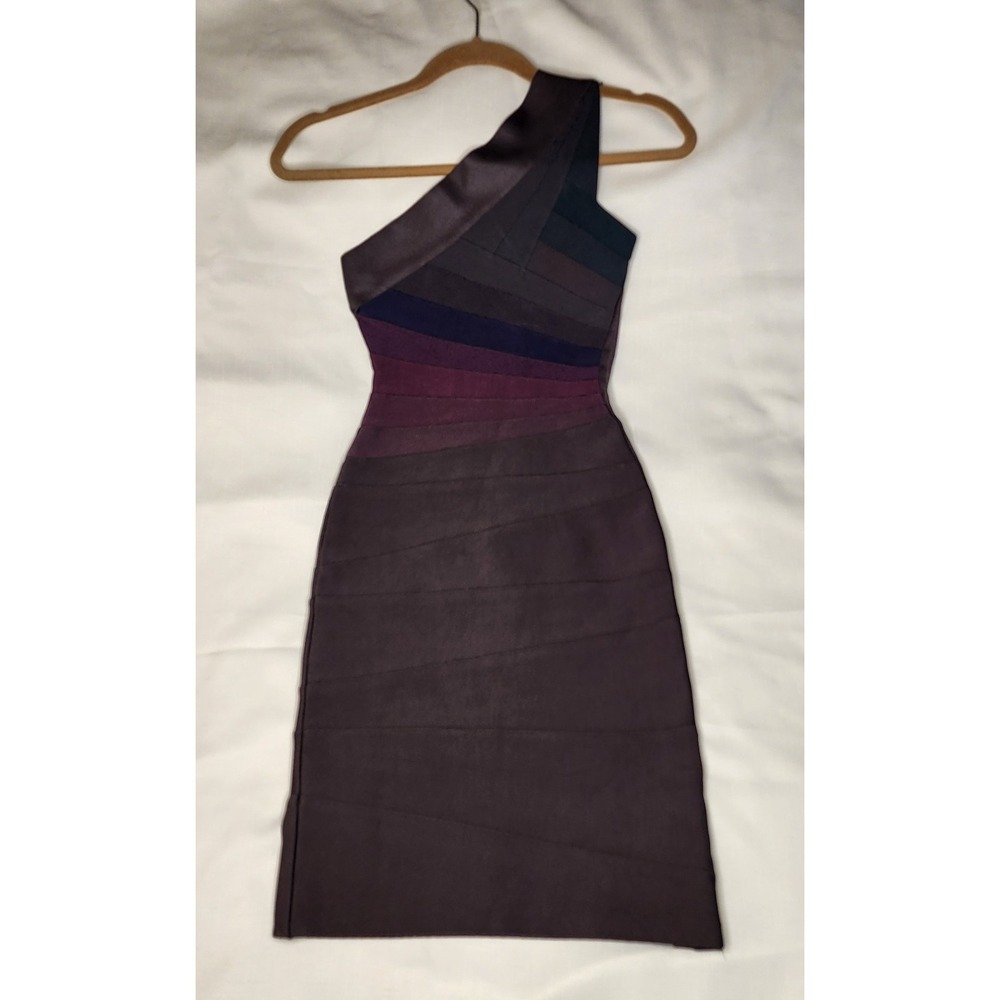 Herve Leger Bandage Dress Women's Size S Ombre One Shoulder NWT